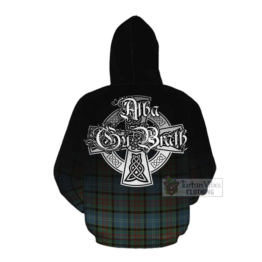 Tartan Vibes Clothing Cathcart Tartan Cotton Hoodie Featuring Alba Gu Brath Family Crest Celtic Inspired