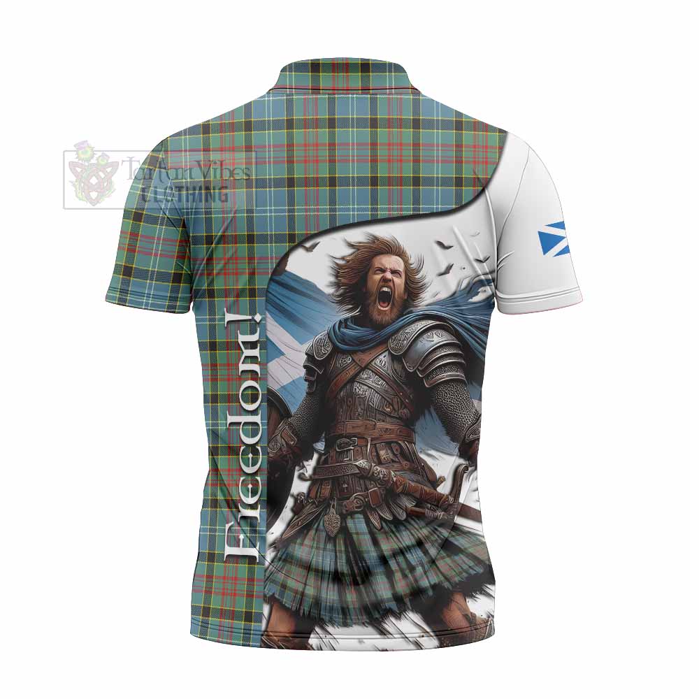 Tartan Vibes Clothing Cathcart Crest Tartan Zipper Polo Shirt Inspired by the Freedom of Scottish Warrior