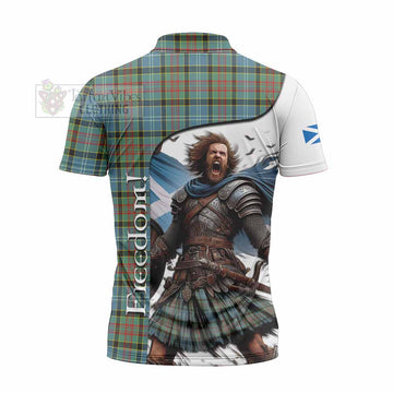 Cathcart Crest Tartan Zipper Polo Shirt Inspired by the Freedom of Scottish Warrior