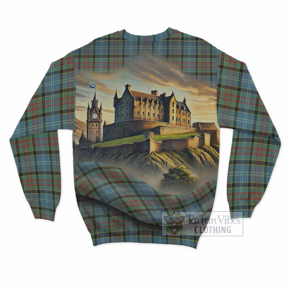 Cathcart Tartan Family Crest Sweatshirt with Scottish Ancient Castle Style - Tartan Vibes Clothing