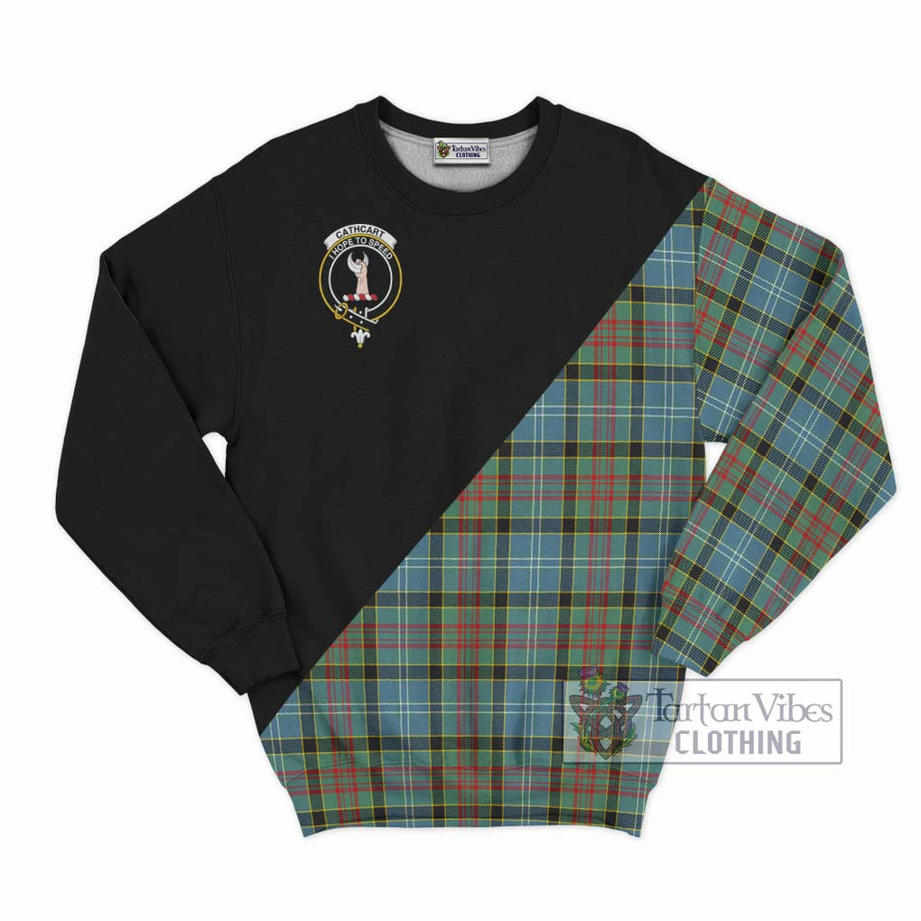 Cathcart Tartan Sweatshirt with Family Crest and Military Logo Style - Tartanvibesclothing Shop