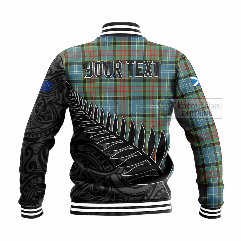 Tartan Vibes Clothing Cathcart Crest Tartan Baseball Jacket with New Zealand Silver Fern Half Style