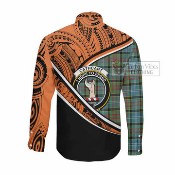 Cathcart Crest Tartan Long Sleeve Button Shirt with Polynesian Vibes Style - Orange Version