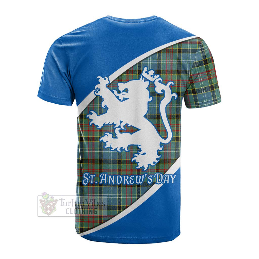 Tartan Vibes Clothing Cathcart Family Crest Tartan Cotton T-shirt Celebrate Saint Andrew's Day in Style