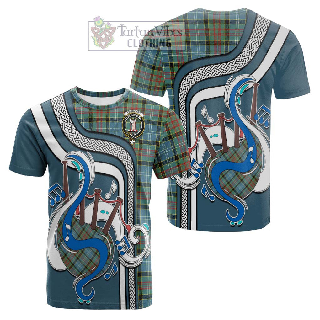 Tartan Vibes Clothing Cathcart Tartan Cotton T-shirt with Epic Bagpipe Style