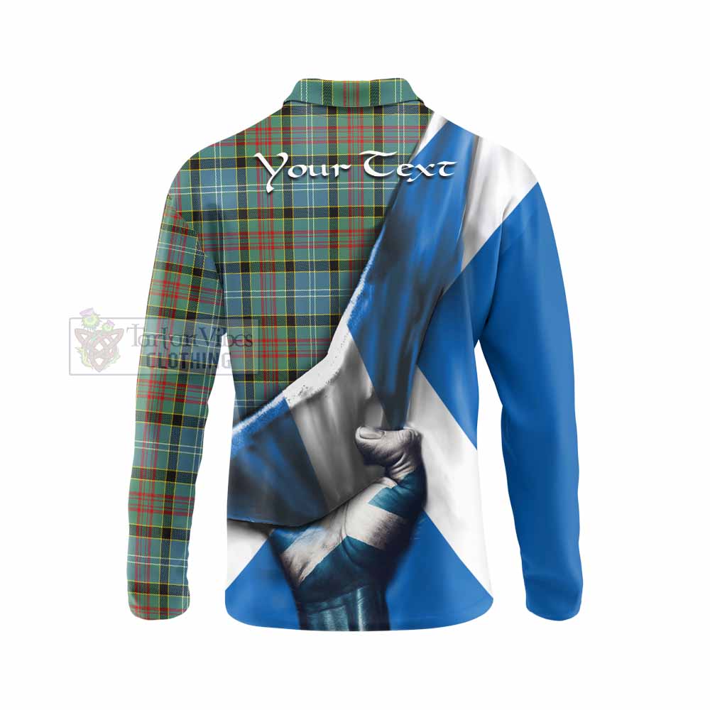 Tartan Vibes Clothing Cathcart Tartan Long Sleeve Polo Shirt with Family Crest Scotland Patriotic Style