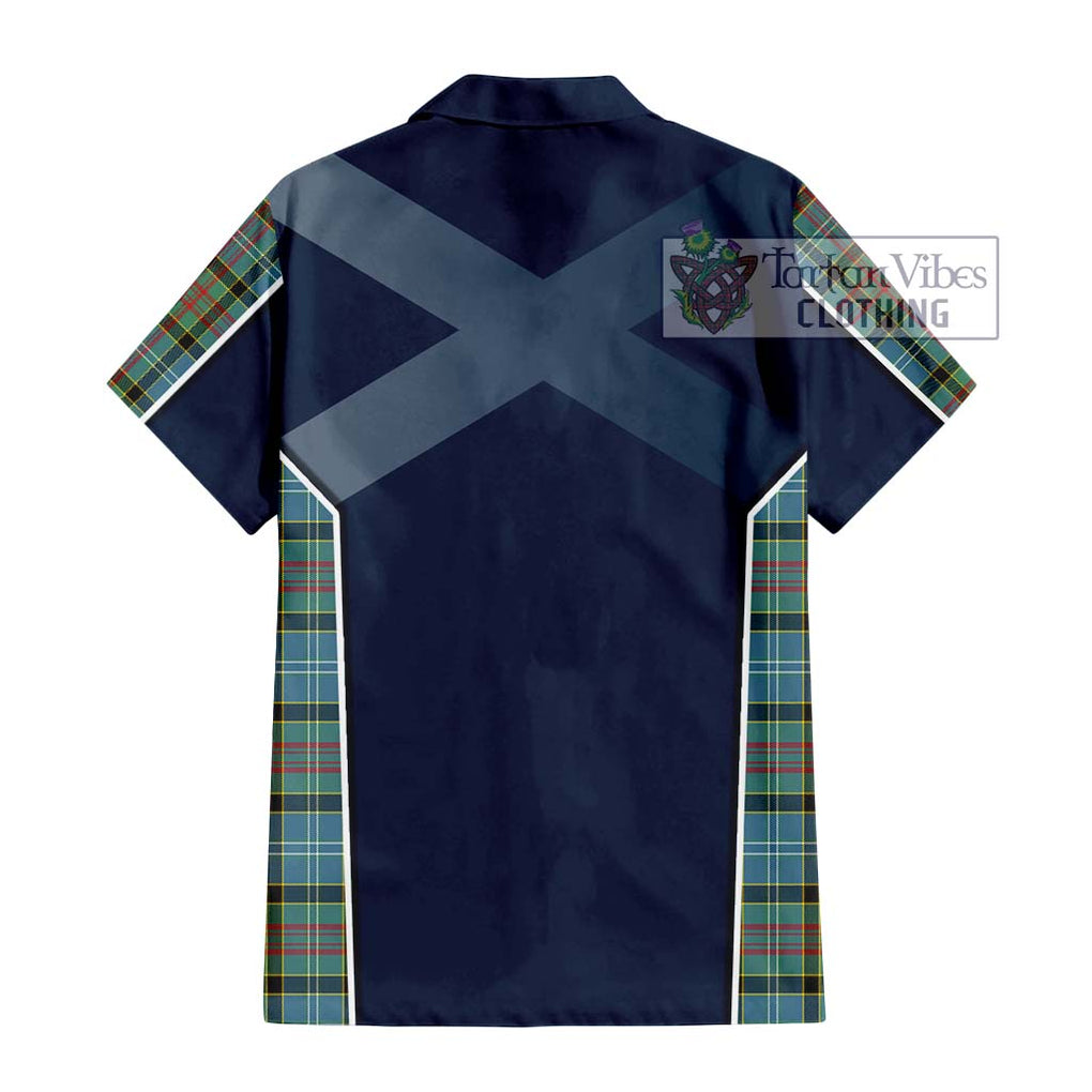 Cathcart Tartan Short Sleeve Button Shirt with Family Crest and Lion Rampant Vibes Sport Style - Tartan Vibes Clothing