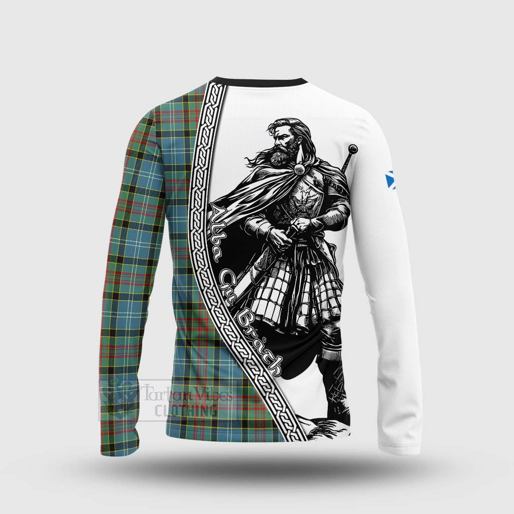 Tartan Vibes Clothing Cathcart Tartan Clan Crest Long Sleeve T-Shirt with Highlander Warrior Celtic Style