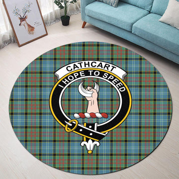 Cathcart Tartan Round Rug with Family Crest