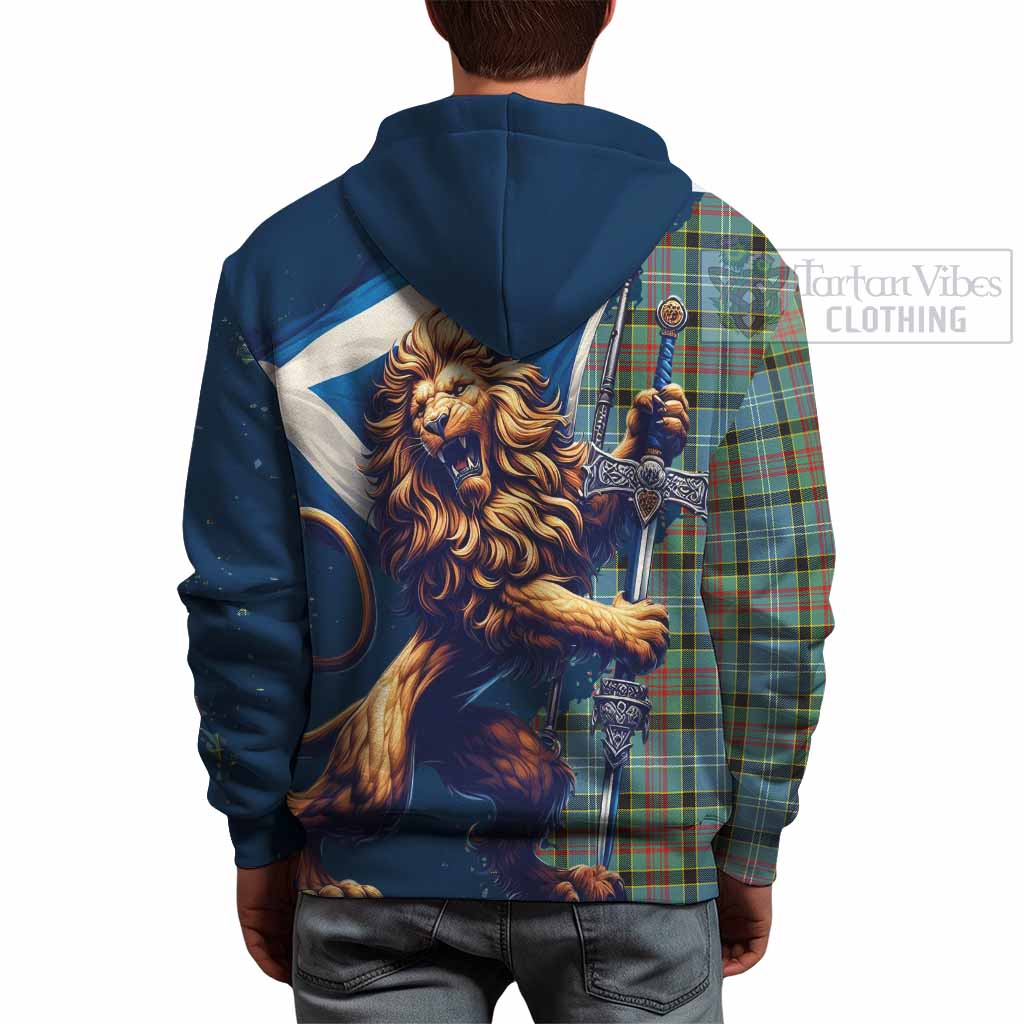 Tartan Vibes Clothing Cathcart Tartan Family Crest Hoodie with Scottish Majestic Lion