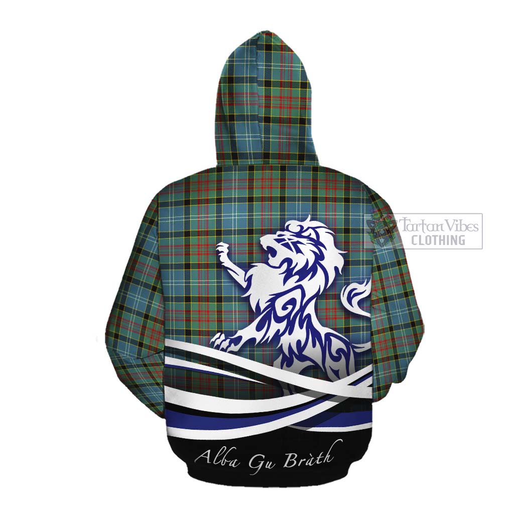 Tartan Vibes Clothing Cathcart Tartan Cotton Hoodie with Alba Gu Brath Regal Lion Emblem