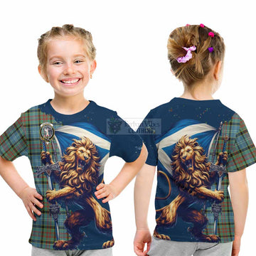 Cathcart Tartan Family Crest Kid T-Shirt with Scottish Majestic Lion