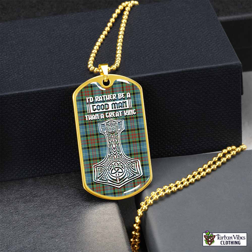 Tartan Vibes Clothing Cathcart Tartan Dog Tag Necklace Viking Mjolnir Style