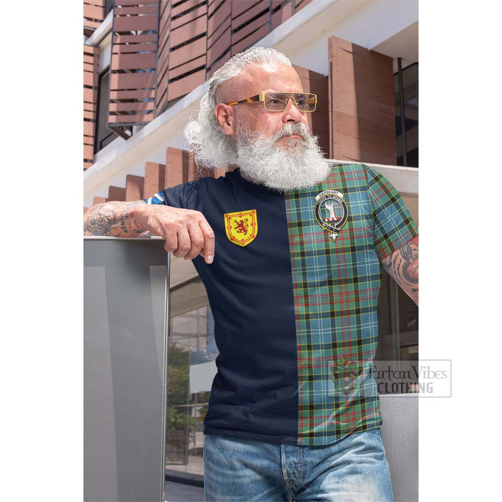 Tartan Vibes Clothing Cathcart Tartan Cotton T-shirt with Scottish Lion Royal Arm Half Style