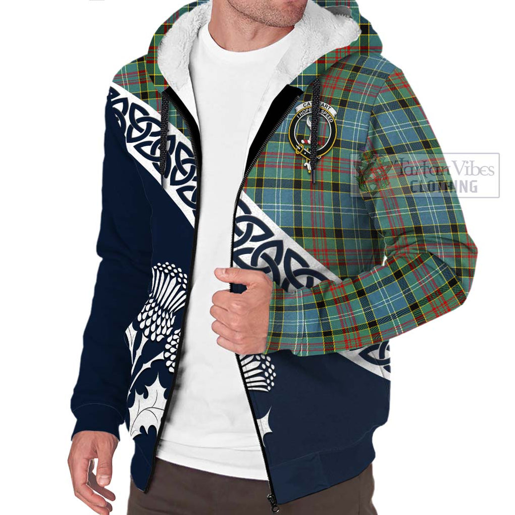 Tartan Vibes Clothing Cathcart Tartan Sherpa Hoodie Featuring Thistle and Scotland Map