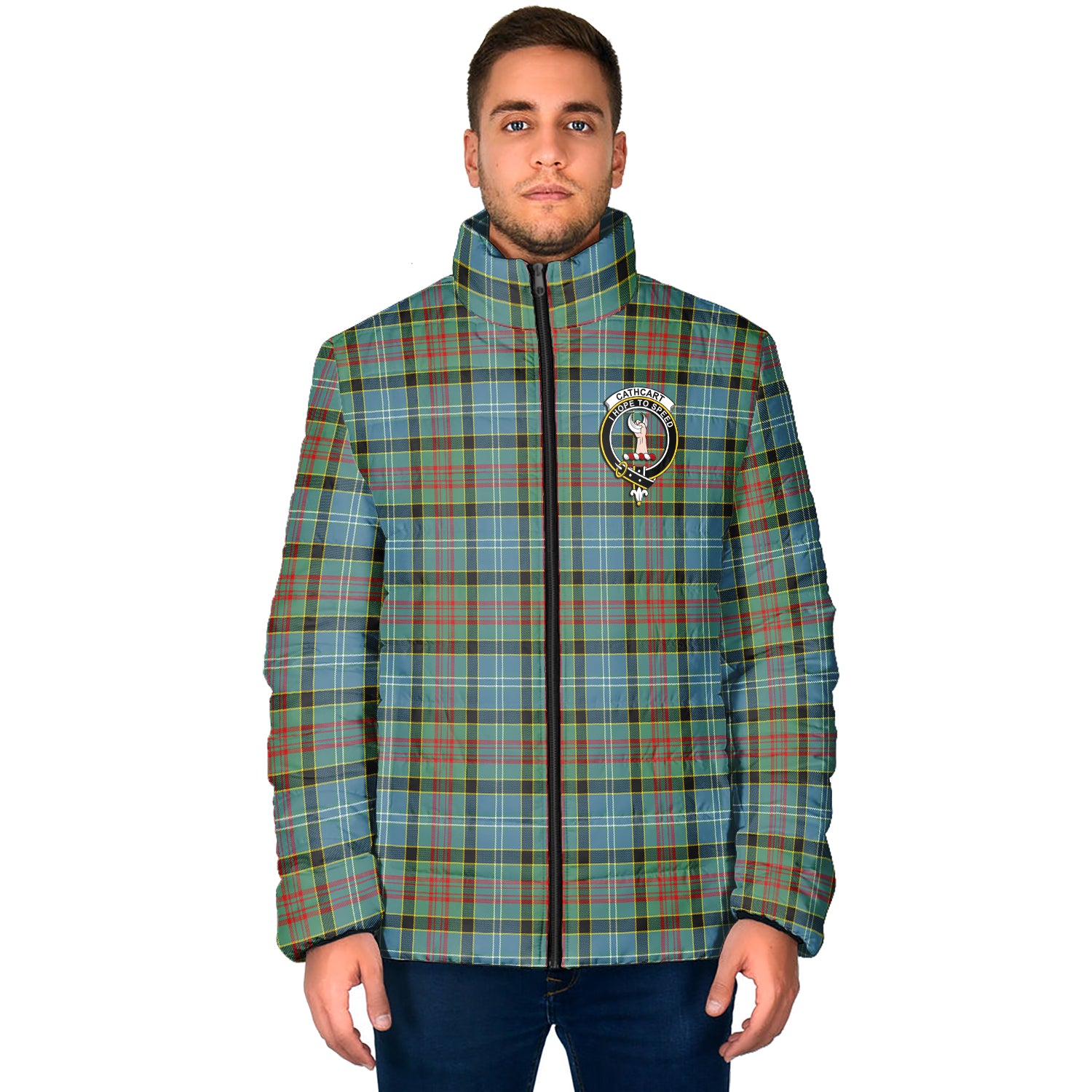 Cathcart Tartan Padded Jacket with Family Crest - Tartan Vibes Clothing