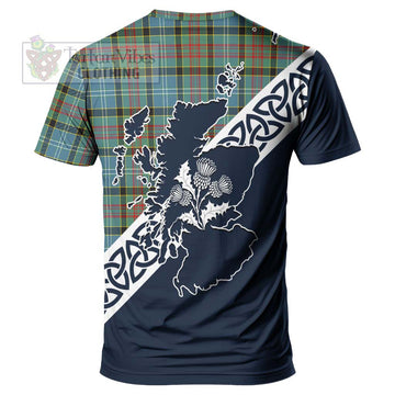 Cathcart Tartan T-Shirt Featuring Thistle and Scotland Map