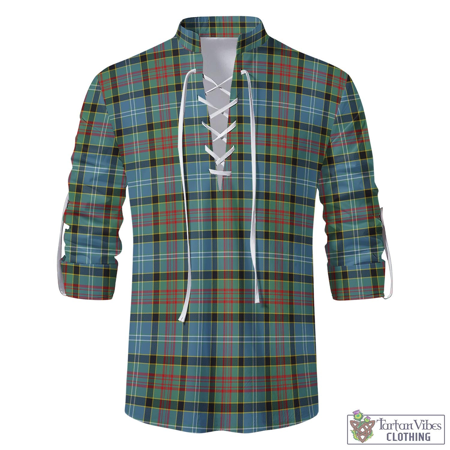 Tartan Vibes Clothing Cathcart Tartan Men's Scottish Traditional Jacobite Ghillie Kilt Shirt