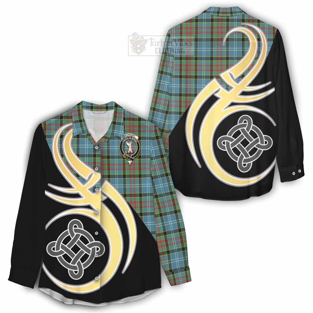 Tartan Vibes Clothing Cathcart Tartan Women's Casual Shirt with Family Crest and Celtic Symbol Style