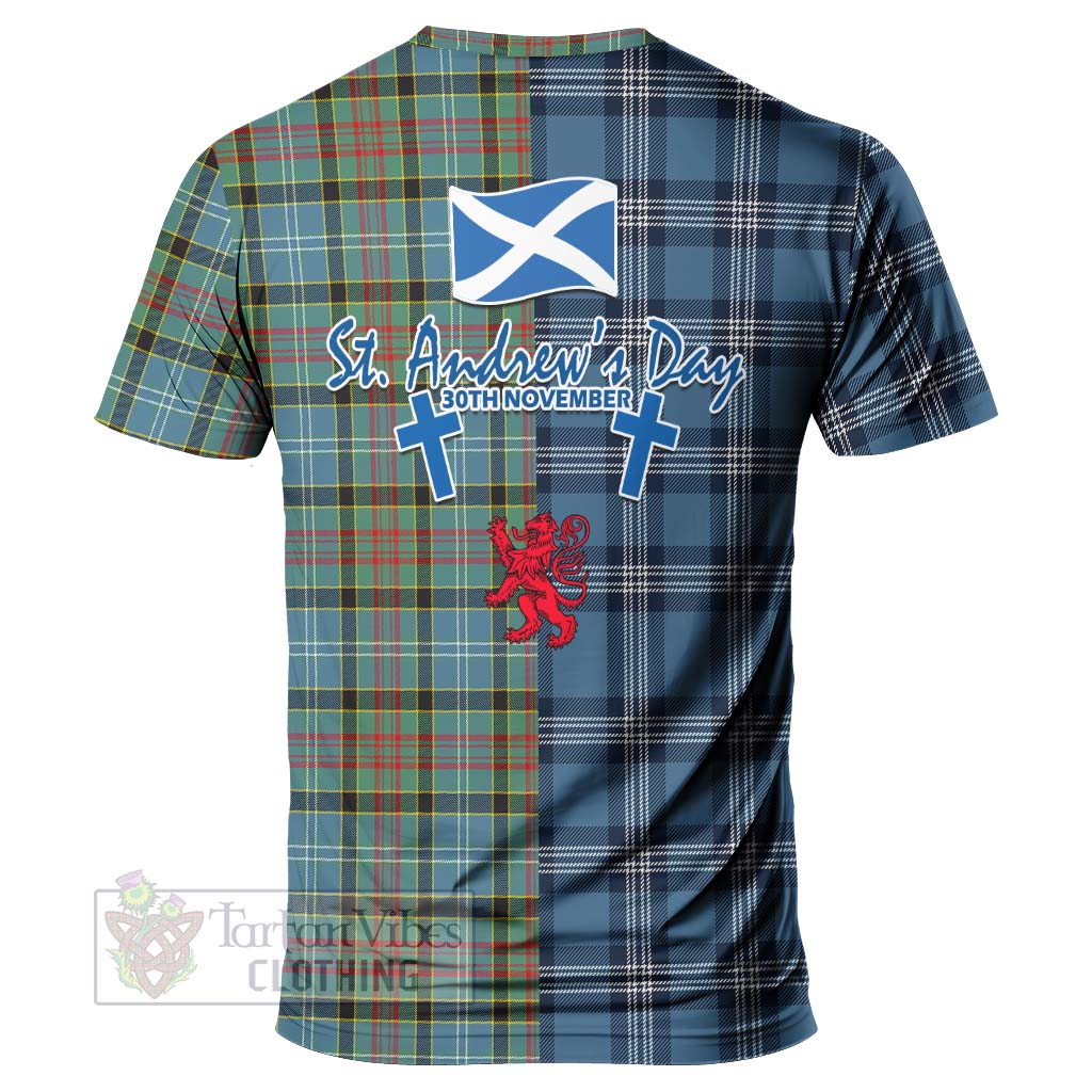 Tartan Vibes Clothing Cathcart Tartan T-Shirt Happy St. Andrew's Day Half Tartan Style