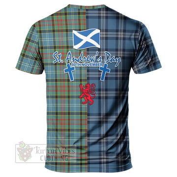 Cathcart Tartan T-Shirt Happy St. Andrew's Day Half Tartan Style