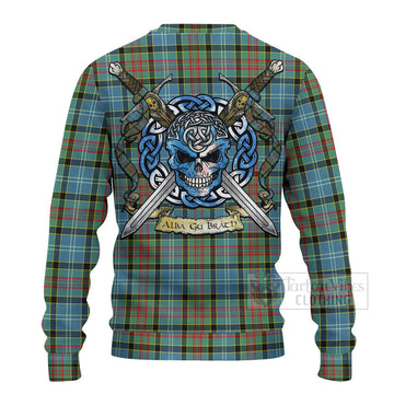 Cathcart Tartan Ugly Sweater with Family Crest Celtic Skull Style