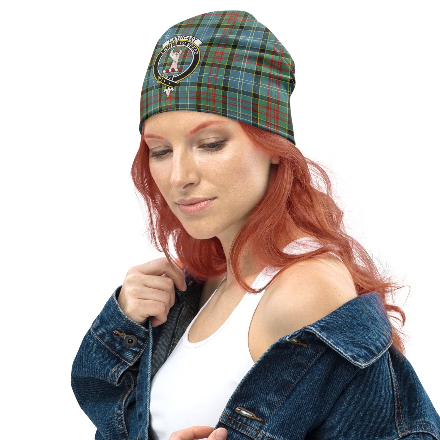 Cathcart Tartan Beanies Hat with Family Crest - Tartan Vibes Clothing