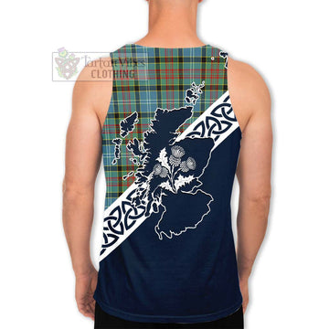 Cathcart Tartan Men's Tank Top Featuring Thistle and Scotland Map