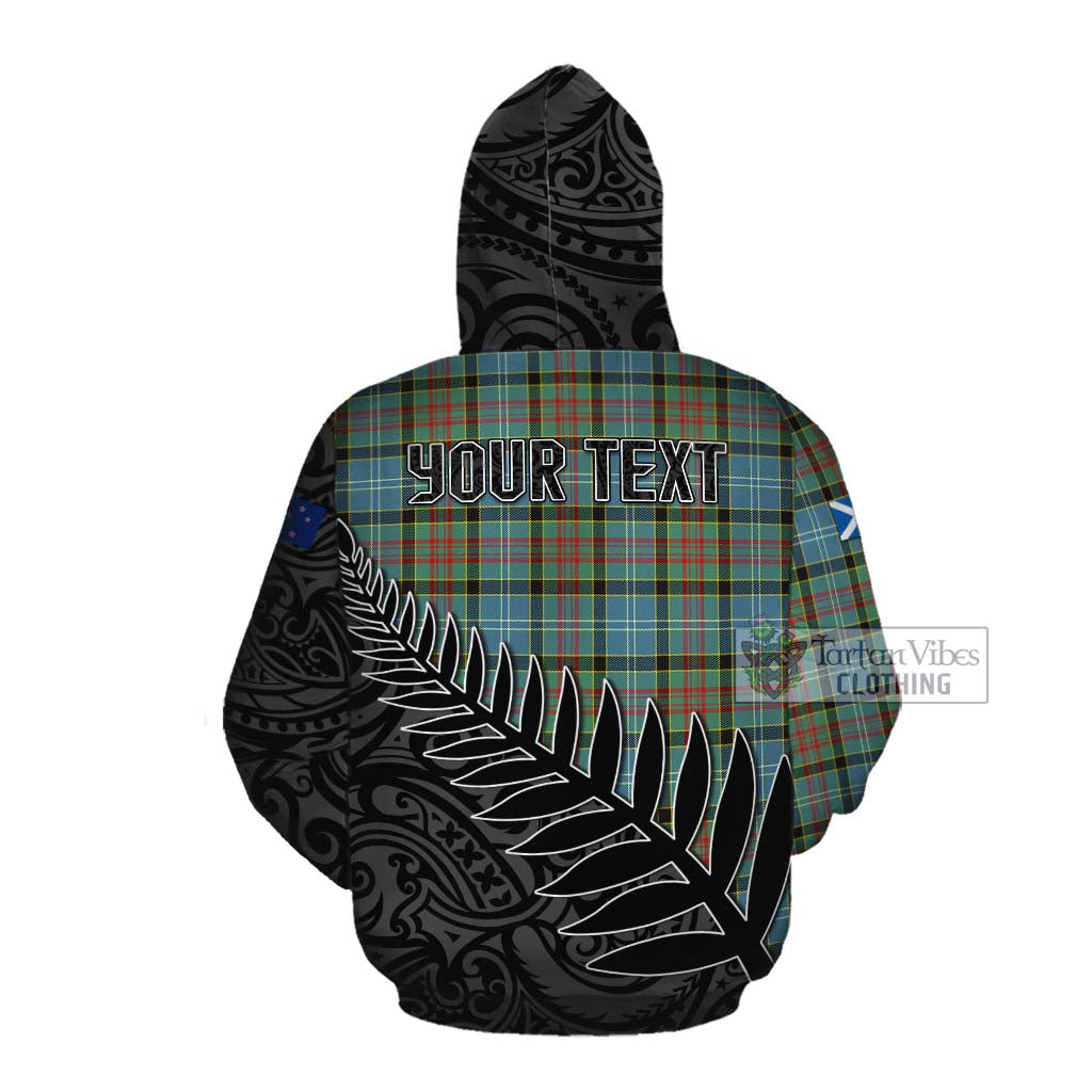 Tartan Vibes Clothing Cathcart Crest Tartan Cotton Hoodie with New Zealand Silver Fern Half Style