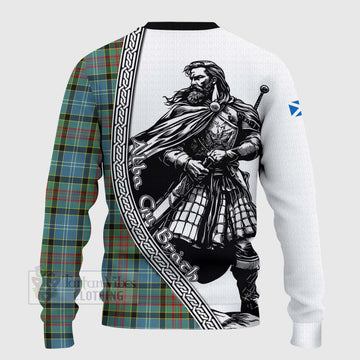 Cathcart Tartan Clan Crest Knitted Sweater with Highlander Warrior Celtic Style