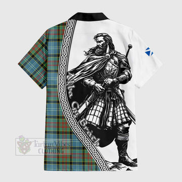 Cathcart Tartan Clan Crest Short Sleeve Button Shirt with Highlander Warrior Celtic Style