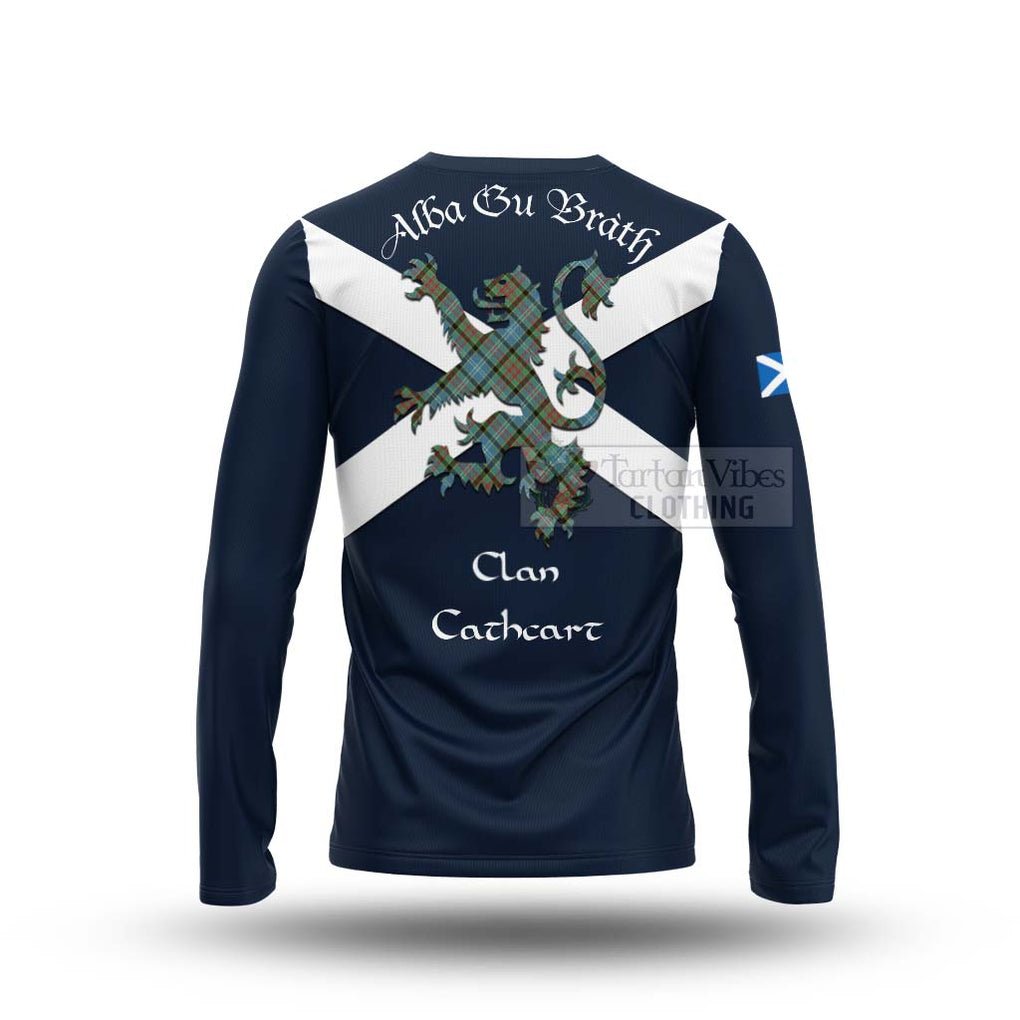 Tartan Vibes Clothing Cathcart Tartan Lion Rampant Long Sleeve T-Shirt – Proudly Display Your Heritage with Alba Gu Brath and Clan Name