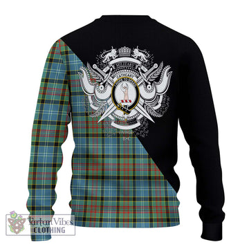 Cathcart Tartan Ugly Sweater with Family Crest and Military Logo Style