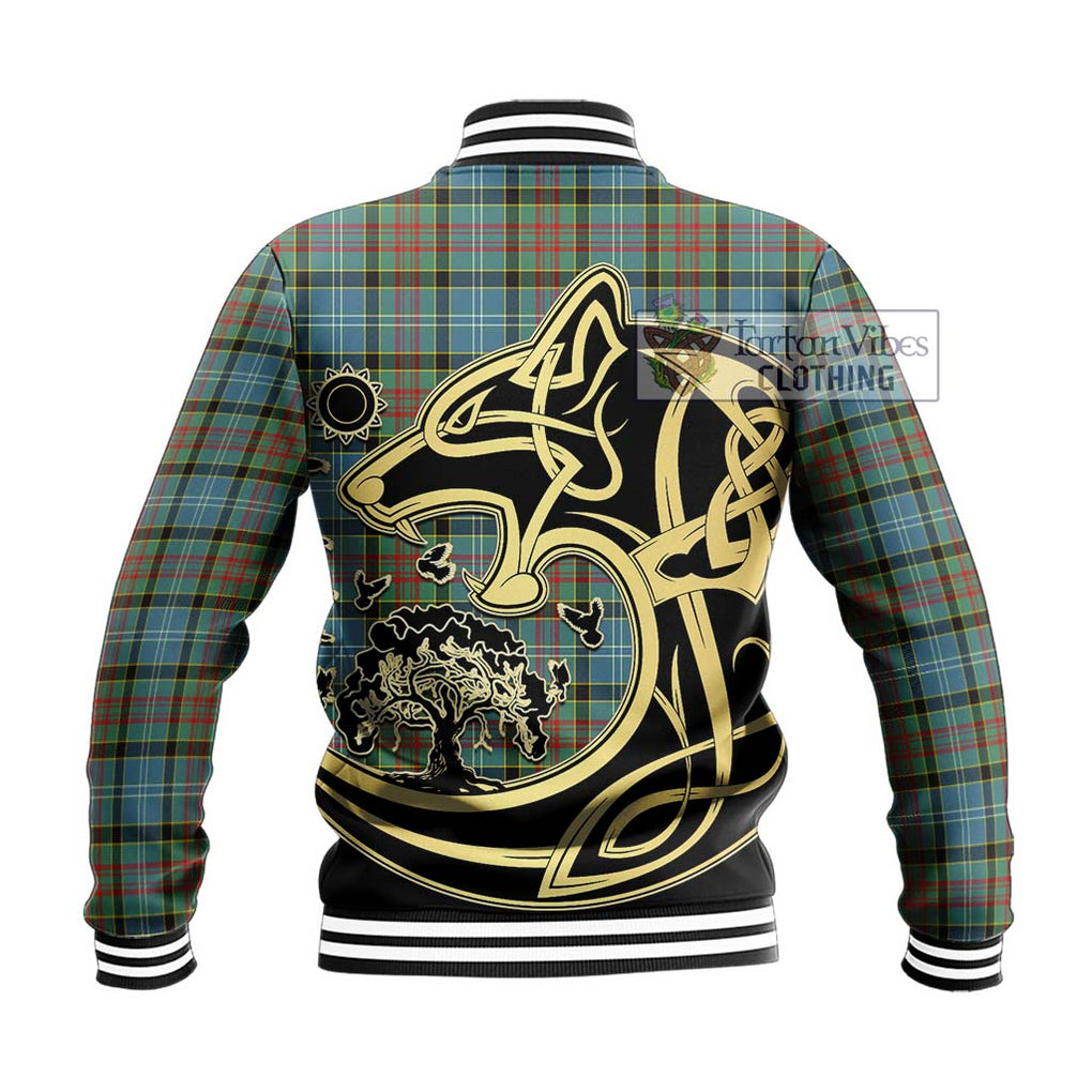 Cathcart Tartan Baseball Jacket with Family Crest Celtic Wolf Style - Tartan Vibes Clothing