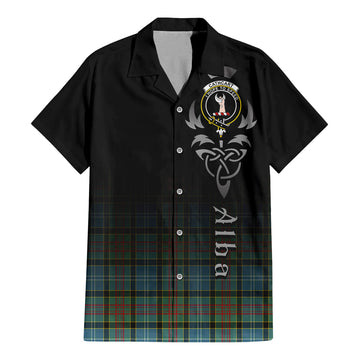 Cathcart Tartan Short Sleeve Button Up Shirt Featuring Alba Gu Brath Family Crest Celtic Inspired