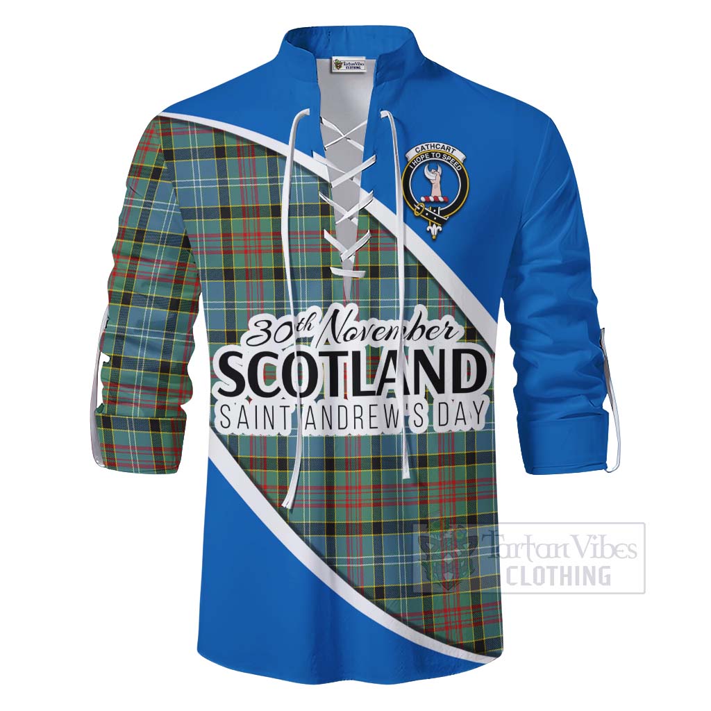 Tartan Vibes Clothing Cathcart Family Crest Tartan Ghillie Kilt Shirt Celebrate Saint Andrew's Day in Style