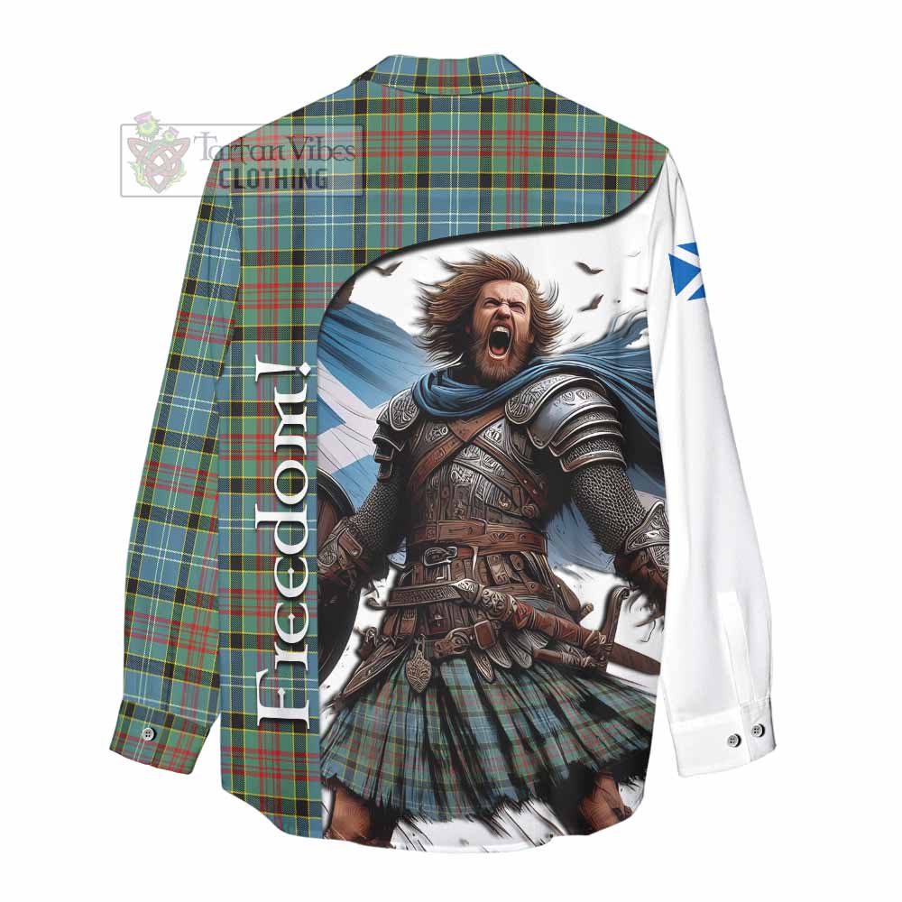 Tartan Vibes Clothing Cathcart Crest Tartan Women's Casual Shirt Inspired by the Freedom of Scottish Warrior