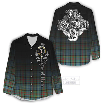 Cathcart Tartan Women's Casual Shirt Featuring Alba Gu Brath Family Crest Celtic Inspired