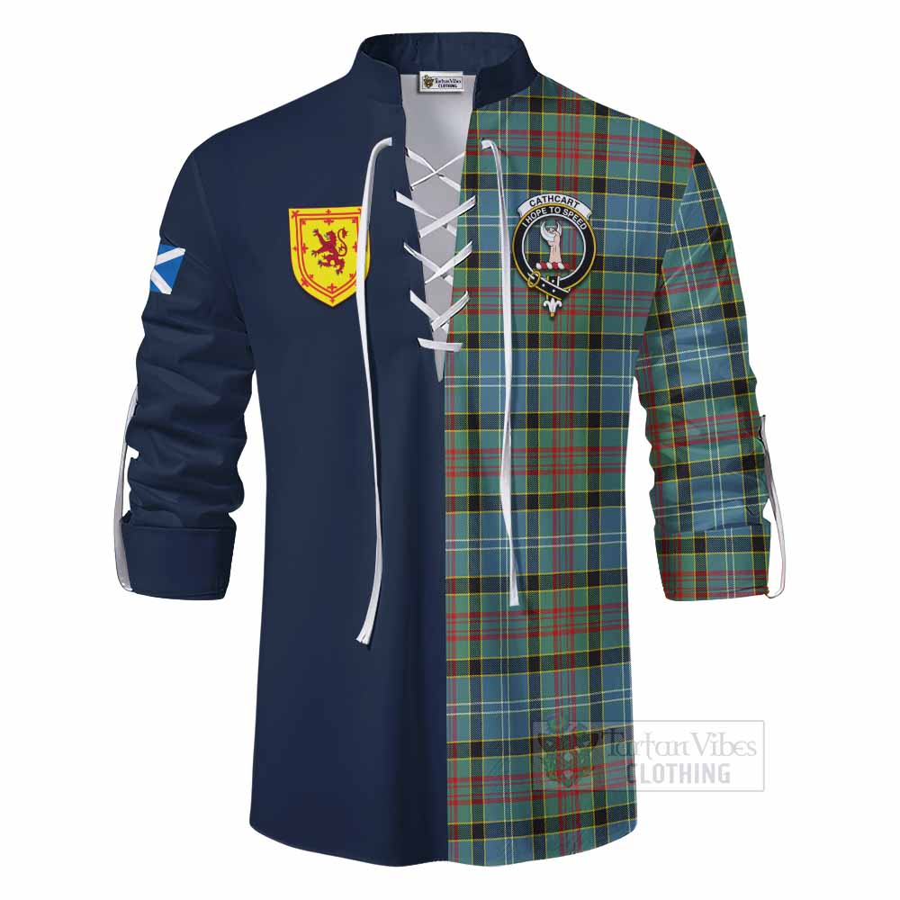 Cathcart Tartan Ghillie Kilt Shirt Alba with Scottish Lion Royal Arm Half Style