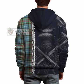 Cathcart Tartan Hoodie with Family Crest Cross Sword Thistle Celtic Vibes