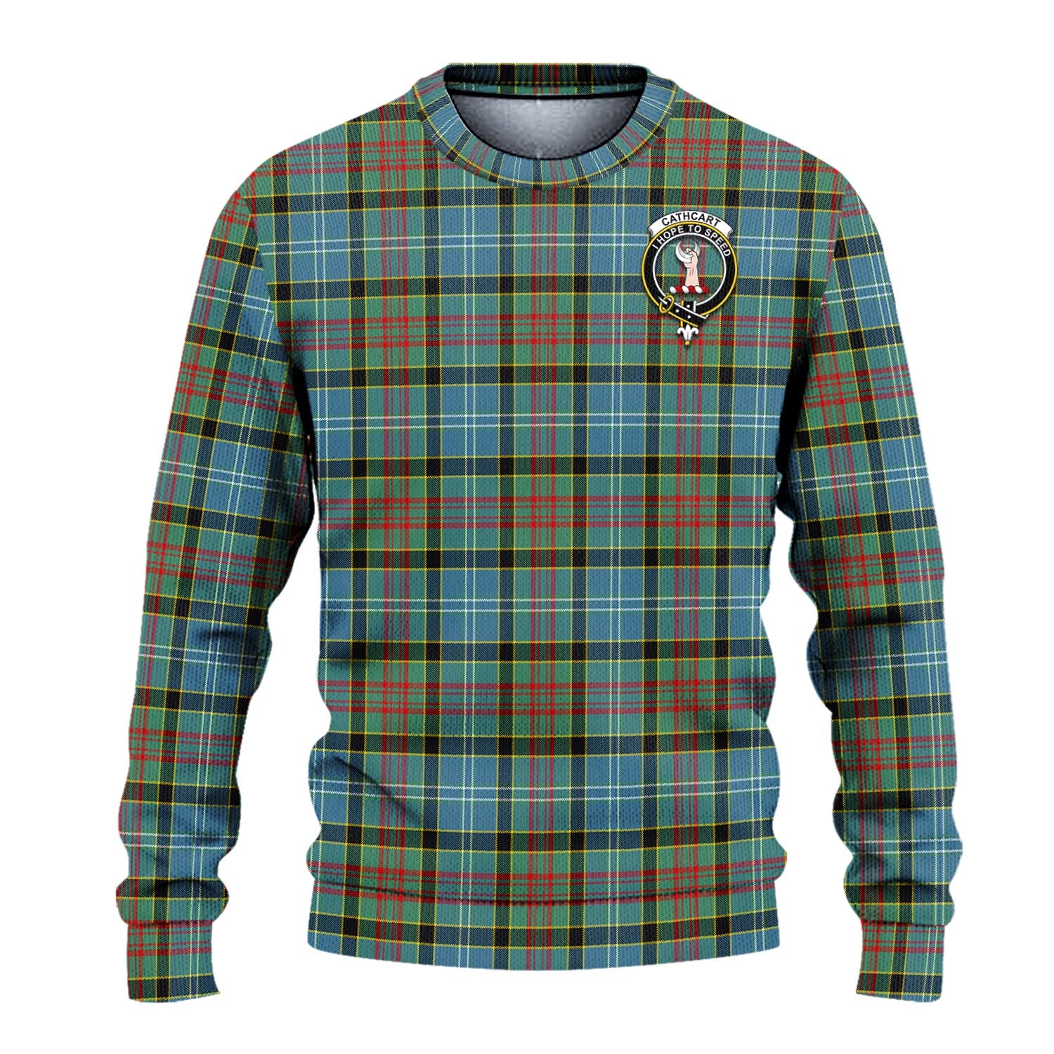 Cathcart Tartan Knitted Sweater with Family Crest - Tartanvibesclothing