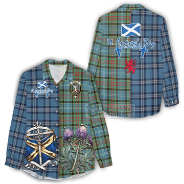 Cathcart Tartan Women's Casual Shirt Happy St. Andrew's Day Half Tartan Style