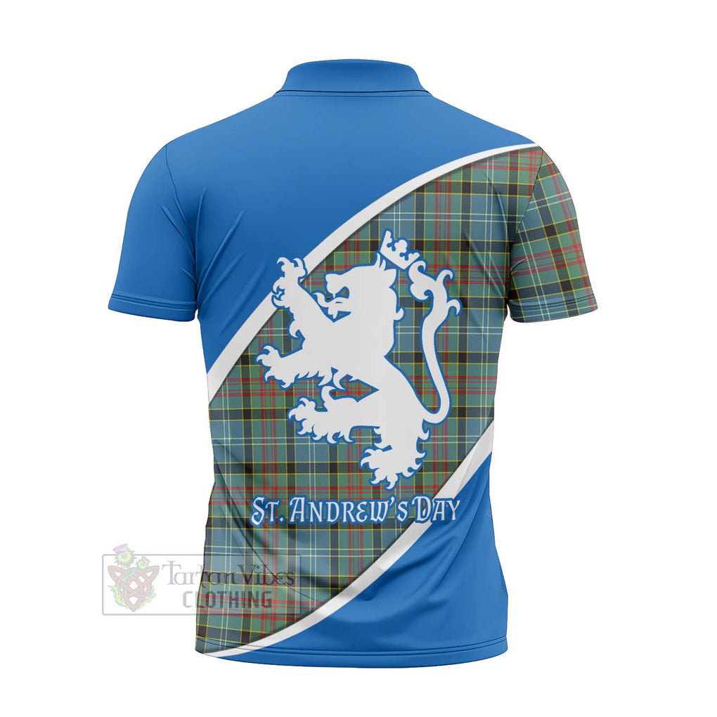 Tartan Vibes Clothing Cathcart Family Crest Tartan Zipper Polo Shirt Celebrate Saint Andrew's Day in Style