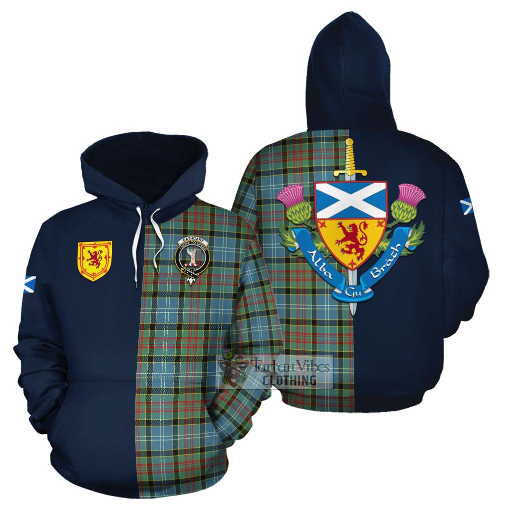 Tartan Vibes Clothing Cathcart Tartan Cotton Hoodie Alba with Scottish Lion Royal Arm Half Style