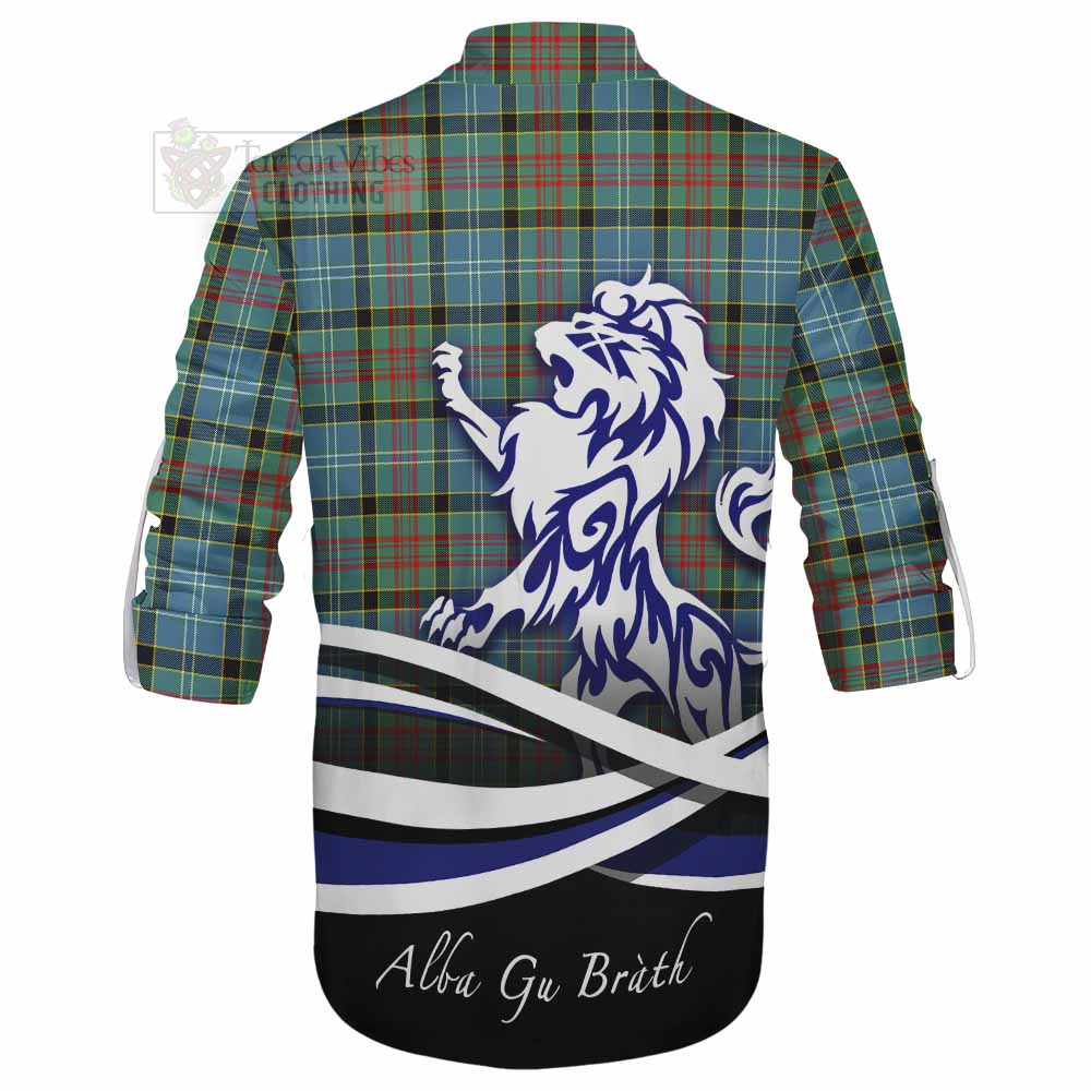 Tartan Vibes Clothing Cathcart Tartan Ghillie Kilt Shirt with Alba Gu Brath Regal Lion Emblem