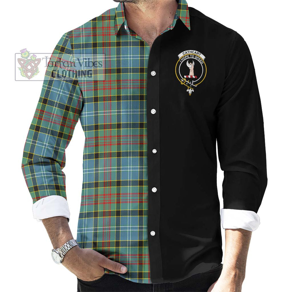 Cathcart Tartan Long Sleeve Button Shirt with Family Crest and Half Of Me Style - Tartanvibesclothing Shop