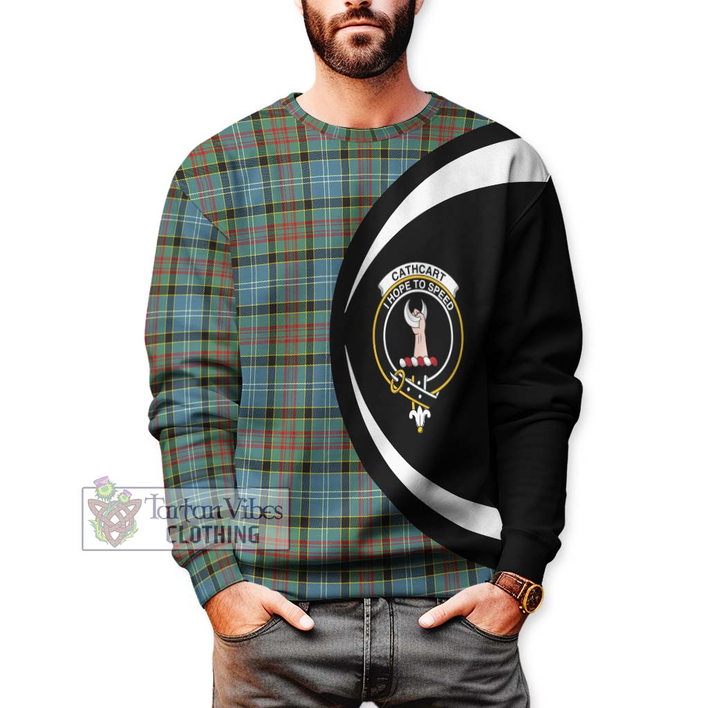 Cathcart Tartan Sweatshirt with Family Crest Circle Style - Tartan Vibes Clothing