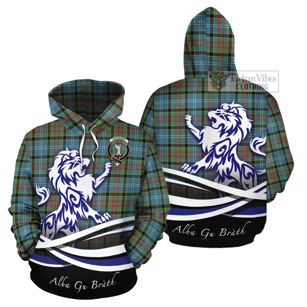 Tartan Vibes Clothing Cathcart Tartan Cotton Hoodie with Alba Gu Brath Regal Lion Emblem