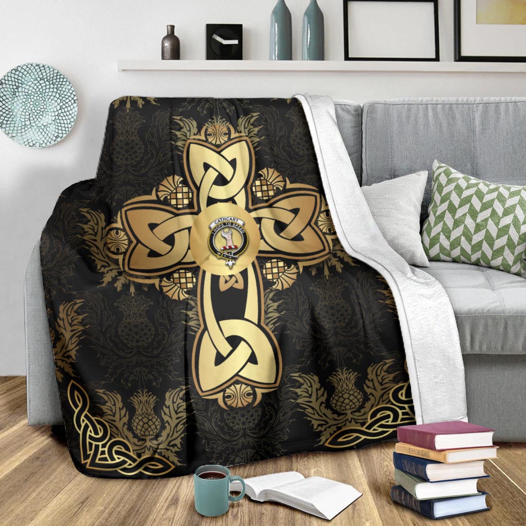 Cathcart Clan Blanket Gold Thistle Celtic Style - Tartanvibesclothing