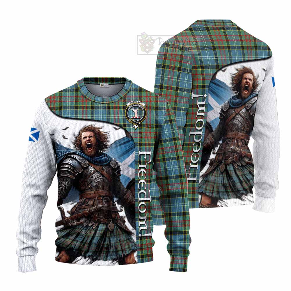 Tartan Vibes Clothing Cathcart Crest Tartan Knitted Sweater Inspired by the Freedom of Scottish Warrior